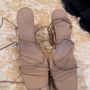Billini Tan Strappy Heels Modern Design